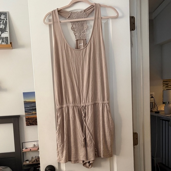 aerie Pants - Aerie Tan romper or coverup drawstring waist and pockets